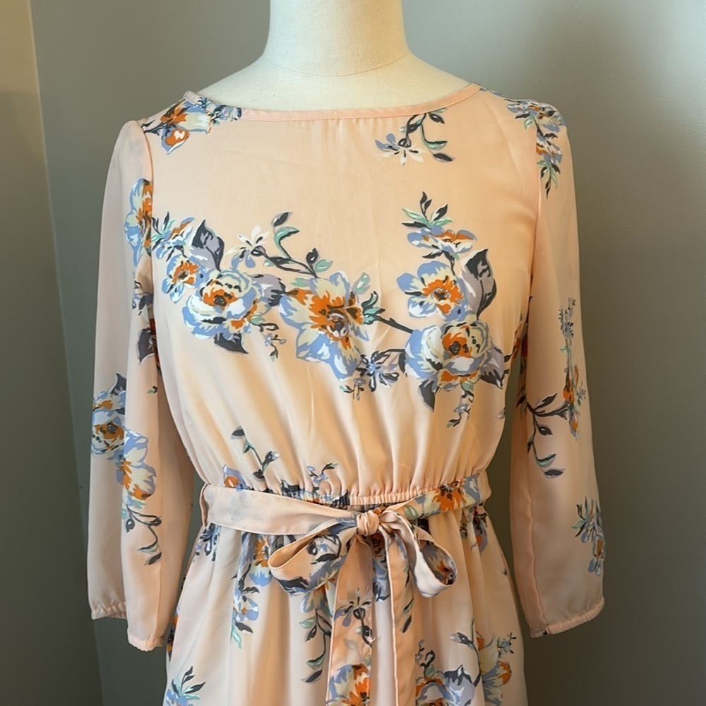 H&M Lightweight Chiffon Floral Dress Pink Sz. XS - Picture 2 of 9